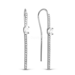 Серьги из серебра с фианитами родированные 925 пробы С-3290-Р