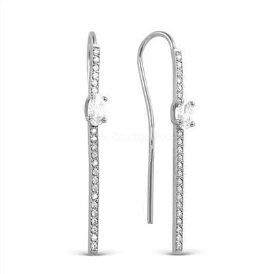 Серьги из серебра с фианитами родированные 925 пробы С-3290-Р