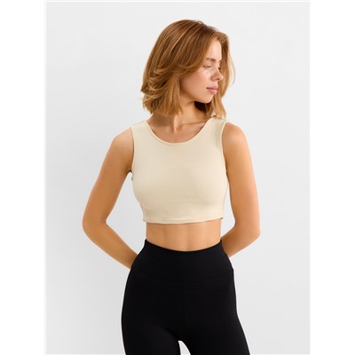 Топ с сеткой женский MINAKU: Casual Collection, ваниль, размер 40