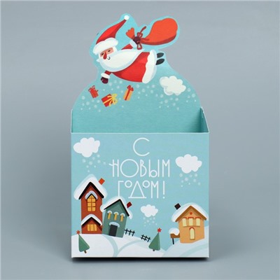 Коробка новогодняя для мини-букетов «С Новым годом», 12×17×10 см