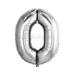 Шар фольгированный Цифра 0 40" Silver