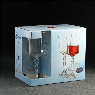 Набор бокалов для вина из хрустального стекла «Грация», 300 мл, 6 шт.