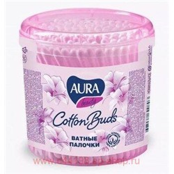 AURA Ватные палочки стакан круглый 200 шт