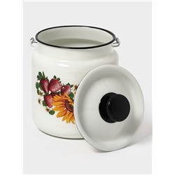 Бидон эмалированный, 3 л, с ручкой и крышкой, белый, рисунок МИКС