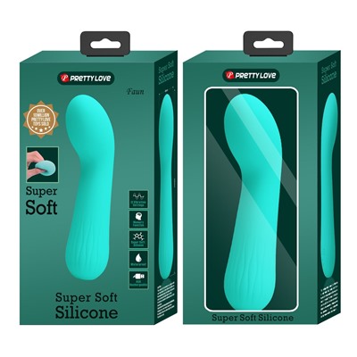 Бирюзовый изогнутый вибратор Faun - 15 см.