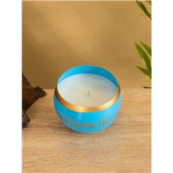 Свеча в чаше Yoga heal the soul, 200 г, 8.5×7 см, соевый воск, голубая