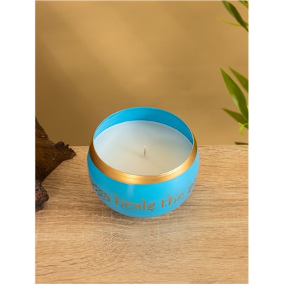 Свеча в чаше Yoga heal the soul голубая, соевый воск 200 гр 8,5х7 см