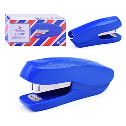 Степлер 24/6&26/6 (мощность 15 листов, глубина скрепления 50 мм) пластиковый, 2 вида скрепления, в картонной коробке, синий
