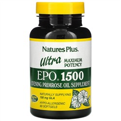 Nature's Plus, Пищевая добавка Ultra EPO 1500, максимальная энергия, 60 капсул