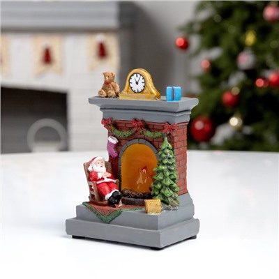 Светодиодная фигура «Камин» 13×9×6 см, полистоун, батарейки АААх2 (не в комплекте), свечение тёплое белое