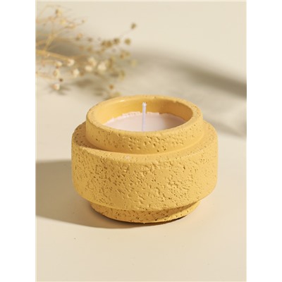 Свеча в подсвечнике вулканическом «Цилиндры», жёлтая, 8.1×8.1×5.4 см