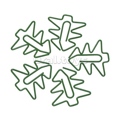 Скрепки-ёлочка L33 мм, 12 шт. пластиковая коробка, европодвес, зеленые