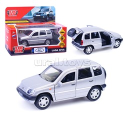 Машина металл LADA NIVA 12 см, (двери, багаж, серебристый) инерц, в коробке