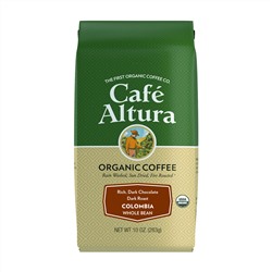 Cafe Altura, Organic Coffee, Colombia, Dark Roast, Whole Bean, 10 oz (283 g)