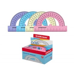 Транспортир 180 градусов 10 см пластиковый Pastel ассорти из 4 цветов 57900 ErichKrause
