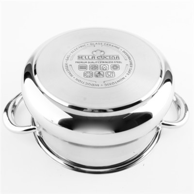 2137-1 Кастрюля со стеклянной крышкой 20см 3,6л нерж/сталь (х6)