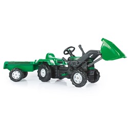 Игрушка Трактор педальный Ranchero, с прицепом и ковшом, клаксон, зел.