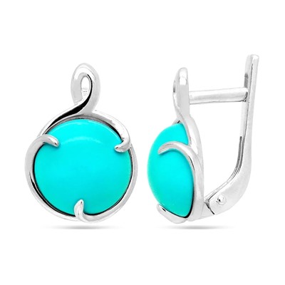 Серьги из серебра бирюза пресс., СП76