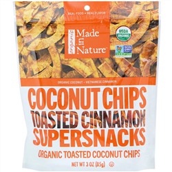 Made in Nature, Органические кокосовые чипсы, поджаренные суперснеки с корицей, 85 г (3 унции)