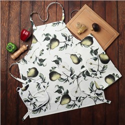 Кухонный набор «Этель. Груши»: полотенце 40×73 см, прихватка 19×19 см, фартук 60×65 см
