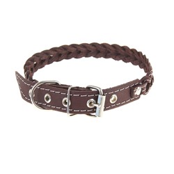 Ошейник плетёный, 42×2 см, ОШ 35-45 см, кожа, цвет МИКС