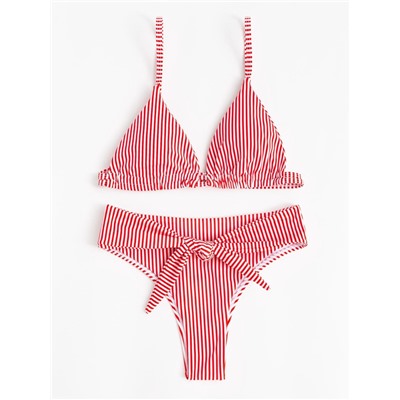 Купальник раздельный женский MINAKU Stripe, размер 44, красный