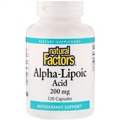 Natural Factors, Альфа-липоевая кислота, 200 мг, 120 капсул