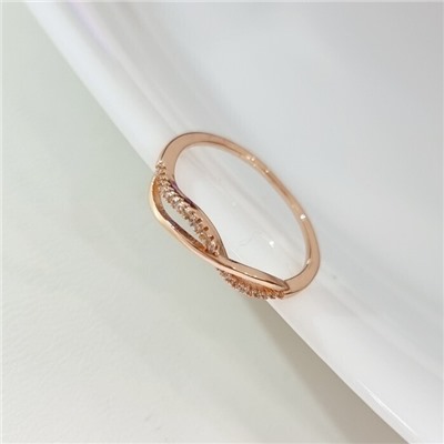 Кольцо ювелирная бижутерия коллекция "Дубай", покрытие позолота, вставка: фианиты, цвет: прозрачный, 17 р, арт.219.414-17