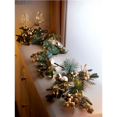 Ветка светодиодная коричневая, 153 см, 30 LED, от батареек CR2032×2, свечение тёплое белое