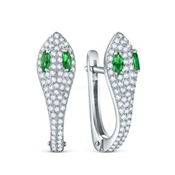 Серьги из серебра с фианитами родированные - Змеи 2-653р23200