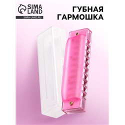 Губная гармошка Music Life, диатоническая, 10 отверстий, c-major, с футляром, розовая