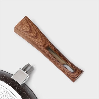 Сковорода Magistro Granit, d=28 см, кованый алюминий, съёмная ручка soft-touch, антипригарное покрытие, индукция, чёрная