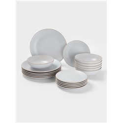 Тарелки Доляна «Ваниль», 18 предметов: 6 тарелок d=19 см, 6 тарелок d=27 см, 6 мисок d=19 см, керамика, белые