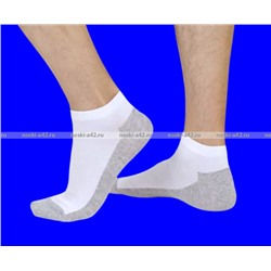 Байвей носки мужские укороченные белые (серая подошва) арт. 1260 (1261)