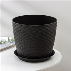 УЦЕНКА Горшок для цветов "Ротанг", БЕЗ ПОДДОНА, 4,7 л, цвет коричневый