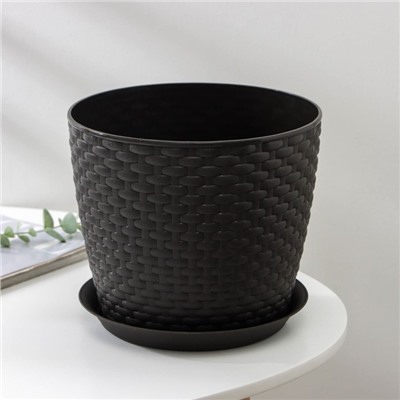 УЦЕНКА Горшок для цветов "Ротанг", БЕЗ ПОДДОНА, 4,7 л, цвет коричневый