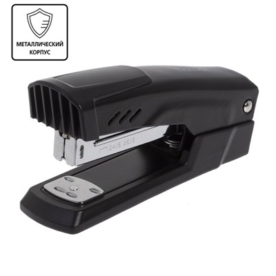Степлер 24/6, 26/6 на 25 листов Темная материя металлический черный (085948) Хатбер