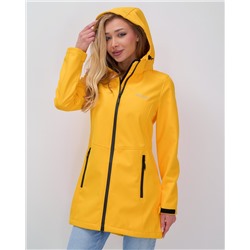 Парка спортивная женская с капюшоном softshell желтого цвета 9568J
