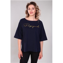 Футболка женская свободная Ф 24 (Темно-синий _ желт)