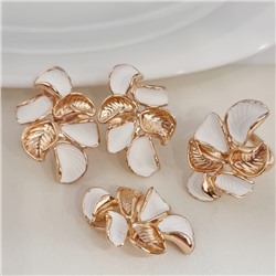 Комплект ювелирной бижутерии коллекция "Дубай" серьги, кулон и кольцо 20 р, покрытие позолота, вставка: матовая эмаль, цвет: белый, арт.313.170-20