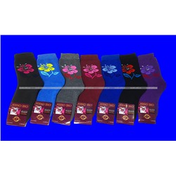 Термоноски женские внутри махра "Красный цветок"