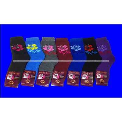 Термоноски женские внутри махра "Красный цветок"