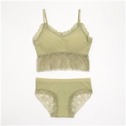 Комплект нижнего белья женский (топ, трусы) Collorista, олива, размер 42-44