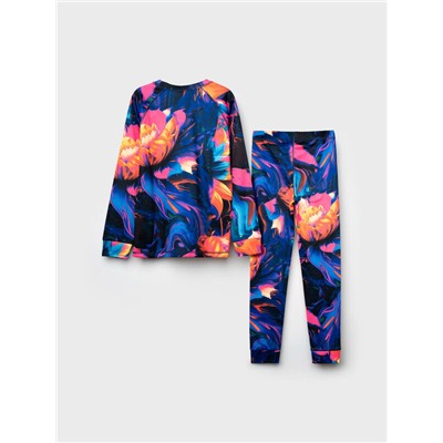 Термокомплект трикот. для девочек: фуфайка (футболка) с длин. рук, брюки