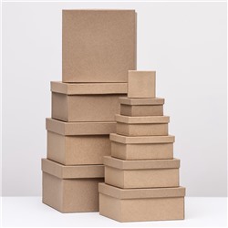 Набор коробок квадратных 10 в 1 крафт,24.5×24.5×11.5 - 6.5×6.5×4 см,
