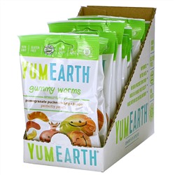 YumEarth, Желатиновые червячки, различные вкусы, 12 упаковок, по 2,5 унц. (71 г) каждая