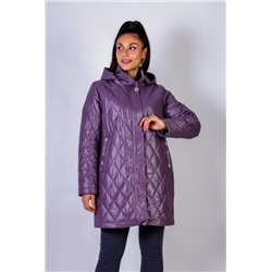 Элегантная демисезонная куртка с капюшоном Клетка арт.339 (Коричневый)