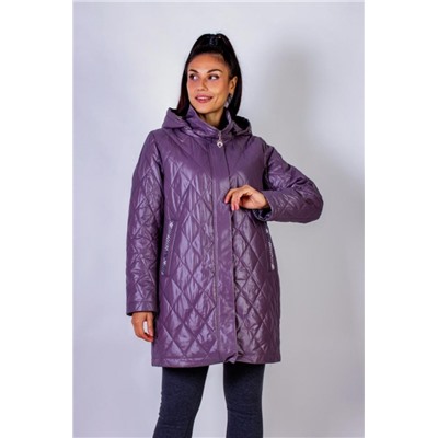 Элегантная демисезонная куртка с капюшоном Клетка арт.339 (Коричневый)