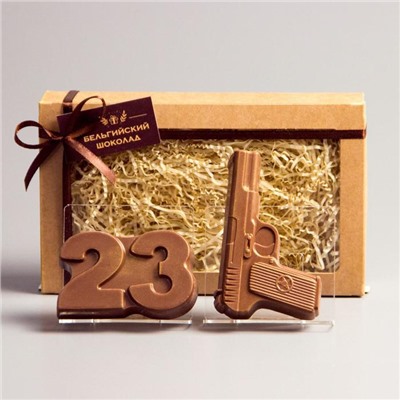 Бельгийский шоколад, 2 в 1 «23 февраля + Пистолет», 160 г