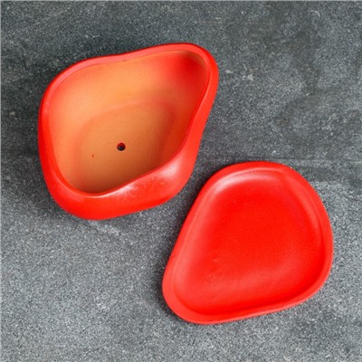 Горшок для кактусов и суккулентов «Бонсай», 600 мл, 18×14 см, керамический, с поддоном, красный